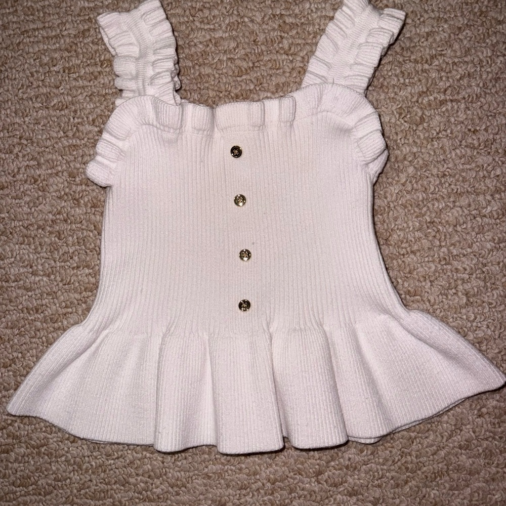 Janie and Jack White Ruffled Knit Top